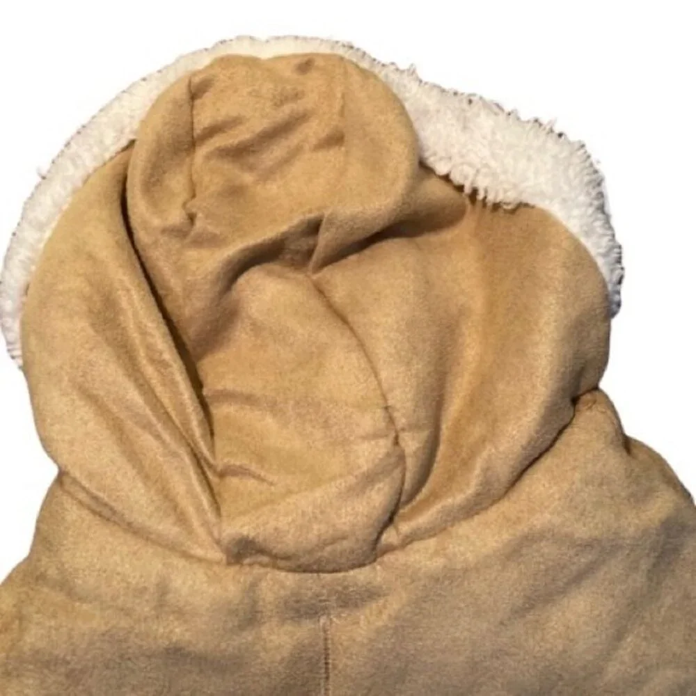 Faux Suede Fuzzy Fleece Dog Jacket Coat Small